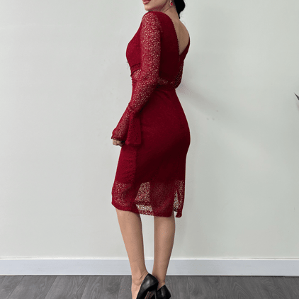 🌹Langärmliges Bleistiftkleid aus Spitze für Damen👗