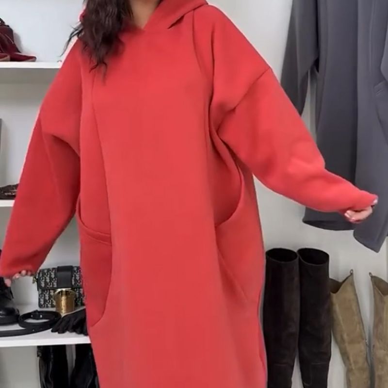 Verdicktes, übergroßes Hoodie-Kleid für Damen