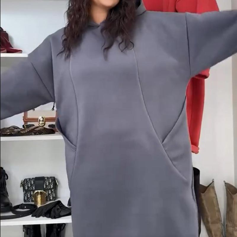 Verdicktes, übergroßes Hoodie-Kleid für Damen