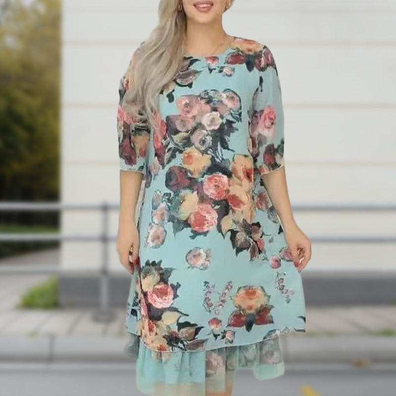 💃✨Elegantes, lockeres Kleid mit Rosen-Print für Damen