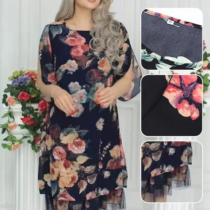 💃✨Elegantes, lockeres Kleid mit Rosen-Print für Damen