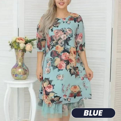 💃✨Elegantes, lockeres Kleid mit Rosen-Print für Damen