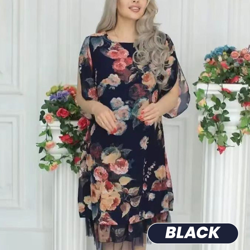 💃✨Elegantes, lockeres Kleid mit Rosen-Print für Damen