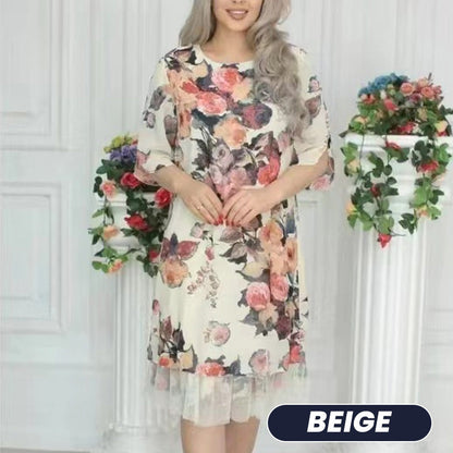 💃✨Elegantes, lockeres Kleid mit Rosen-Print für Damen