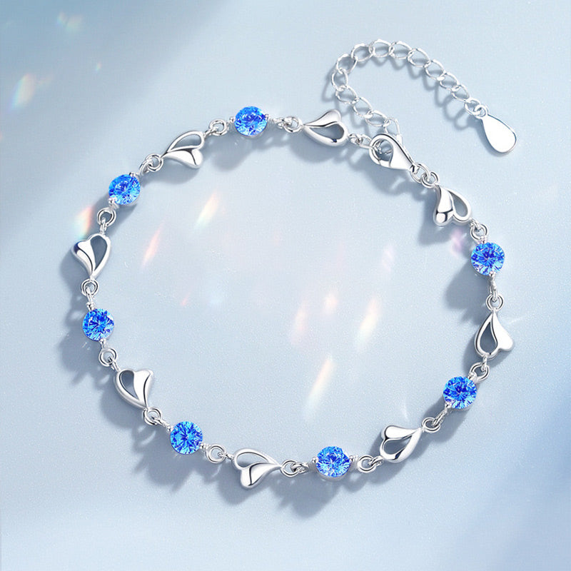 💖[Herz des Ozeans] Süß funkelndes Zirkonia Armband & Halskette Set💎