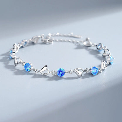 💖[Herz des Ozeans] Süß funkelndes Zirkonia Armband & Halskette Set💎