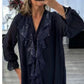 🔥💃Langärmliges Chiffon-Shirt mit V-Ausschnitt und Pailletten für Damen