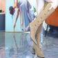 ❄️Winter-Specials❄️ Spitze Spitze Klotzige Ferse Warme Lange Stiefel