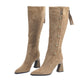 ❄️Winter-Specials❄️ Spitze Spitze Klotzige Ferse Warme Lange Stiefel