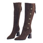 ❄️Winter-Specials❄️ Spitze Spitze Klotzige Ferse Warme Lange Stiefel