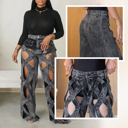 💖 Ausgehöhlte Jeanshose mit hoher Taille für Damen👖