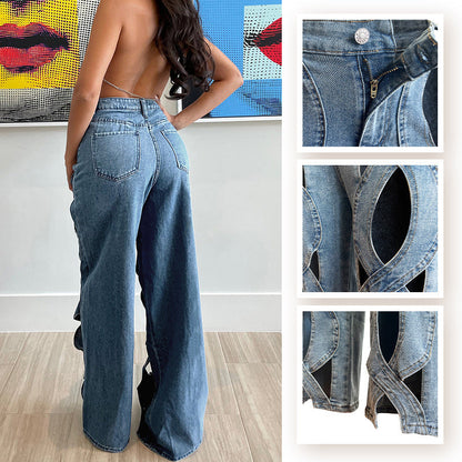 💖 Ausgehöhlte Jeanshose mit hoher Taille für Damen👖