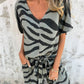 ✨ Zweiteiliges Set aus Oberteil und Hose mit V-Ausschnitt und Zebra-Print für Damen