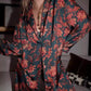 Zweiteiliges Pyjama-Set mit langärmeligem Blumenmuster für Damen, Oberteil und Hose