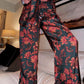 Zweiteiliges Pyjama-Set mit langärmeligem Blumenmuster für Damen, Oberteil und Hose
