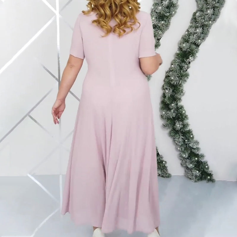 Maximal 49% Rabatt!🏆Kleid Set in großen Größen mit besticktem Überwurf