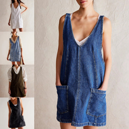 Modisches rückenfreies Denim-Kleid für Damen