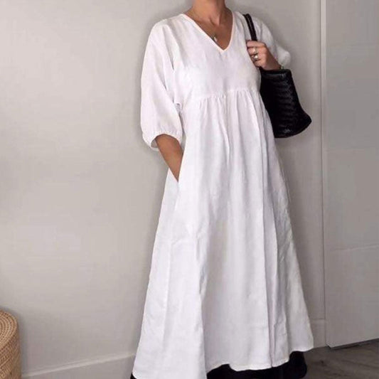 Damen V-Ausschnitt Freizeitkleid