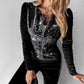 💝Heiße Sets🌟🎉Damen Zweiteiler aus Kunstsamt mit Pailletten und Reißverschluss🪶🌹