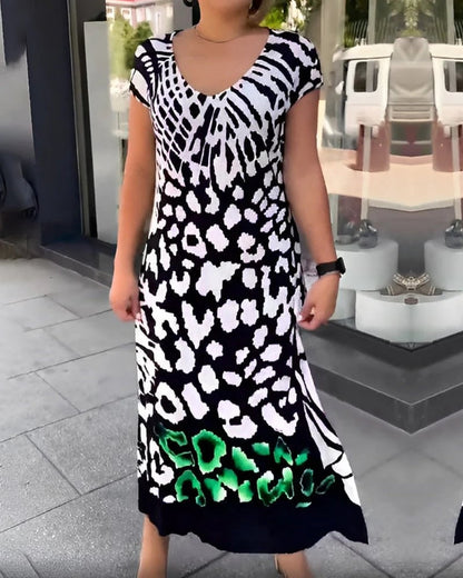 💖Lässiges bedrucktes kurzärmeliges Kleid