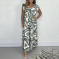 ✨Sommerlicher Jumpsuit mit gerafften, weiten Beinen und geometrischen Prints für Damen