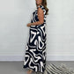 ✨Sommerlicher Jumpsuit mit gerafften, weiten Beinen und geometrischen Prints für Damen