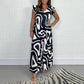 ✨Sommerlicher Jumpsuit mit gerafften, weiten Beinen und geometrischen Prints für Damen