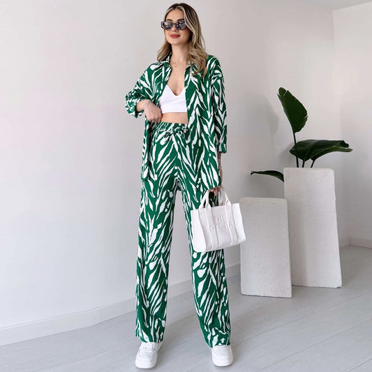 🌸Neu im Frühling!🌸 Schickes Damen-Set aus Hemd und Hose mit Zebra-Print