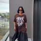 Lockeres Kleid mit Rundhalsausschnitt, Alphabet und Schleife