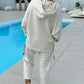 Zweiteiliges Hoodie-Set für Damen in Volltonfarbe 【Oberteil + Hose】