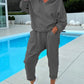 Zweiteiliges Hoodie-Set für Damen in Volltonfarbe 【Oberteil + Hose】