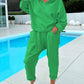 Zweiteiliges Hoodie-Set für Damen in Volltonfarbe 【Oberteil + Hose】