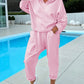 Zweiteiliges Hoodie-Set für Damen in Volltonfarbe 【Oberteil + Hose】