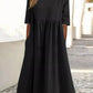 💝HEIßER VERKAUF💝Smocked Casual Cotton Kleid mit runden Necktasche für Frauen