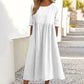 💝HEIßER VERKAUF💝Smocked Casual Cotton Kleid mit runden Necktasche für Frauen
