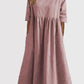 💝HEIßER VERKAUF💝Smocked Casual Cotton Kleid mit runden Necktasche für Frauen