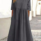 💝HEIßER VERKAUF💝Smocked Casual Cotton Kleid mit runden Necktasche für Frauen
