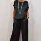 Damen Satin 2-teiliges Set: Kurzarm-Top und Hose【Kaufen Sie 2 versandkostenfrei】