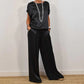 Damen Satin 2-teiliges Set: Kurzarm-Top und Hose【Kaufen Sie 2 versandkostenfrei】