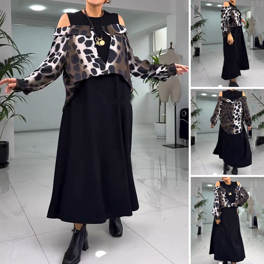 💥Neue Frühjahrskleidung 49% RABATT💥Damen einzigartiges Kleid in Layering-Optik mit Cold Shoulder