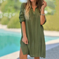Lässiges, langes Hemdkleid mit V-Ausschnitt und Revers für Damen