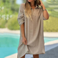 Lässiges, langes Hemdkleid mit V-Ausschnitt und Revers für Damen