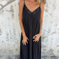 🌸Frühlingsangebote💐 Elegantes Maxikleid mit Spitzenbesatz und V-Ausschnitt und Spaghettiträgern für Damen
