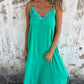 🌸Frühlingsangebote💐 Elegantes Maxikleid mit Spitzenbesatz und V-Ausschnitt und Spaghettiträgern für Damen