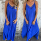 🌸Frühlingsangebote💐 Elegantes Maxikleid mit Spitzenbesatz und V-Ausschnitt und Spaghettiträgern für Damen