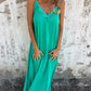 🌸Frühlingsangebote💐 Elegantes Maxikleid mit Spitzenbesatz und V-Ausschnitt und Spaghettiträgern für Damen