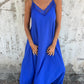 🌸Frühlingsangebote💐 Elegantes Maxikleid mit Spitzenbesatz und V-Ausschnitt und Spaghettiträgern für Damen