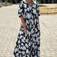 Locker sitzendes, langes Kleid mit V-Ausschnitt und trendigem Print für Damen