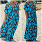 Locker sitzendes, langes Kleid mit V-Ausschnitt und trendigem Print für Damen