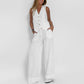 Zweiteiliges Damen-Set aus Leinenweste und weiten Hosen